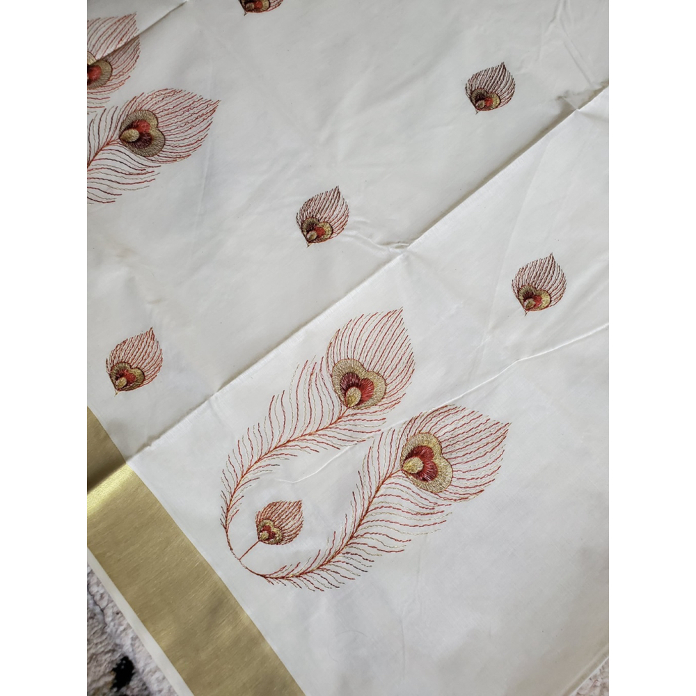 New Pure Kasavu Cotton Saree W Running Bp Traditional Party Festive Wedding - Picture 8 of 8